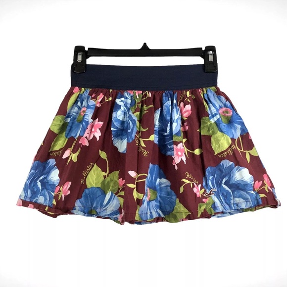 Hollister Juniors Stretch Floral Skirt Elastic Waist Size XS Lined! - Picture 3 of 7